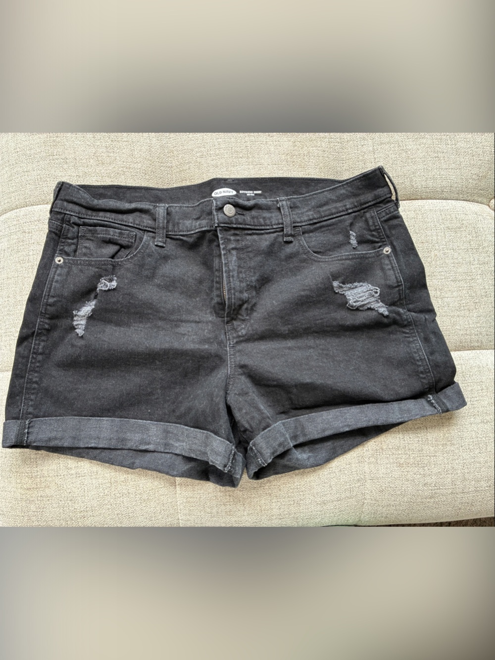 Old Navy Black Distressed Cuffed Denim Shorts